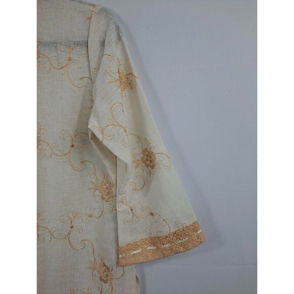 Rimara Ladies Pullover Linen Tunic, Size Medium.   Gorgeous Embroidery,  3/4... - Picture 10 of 12